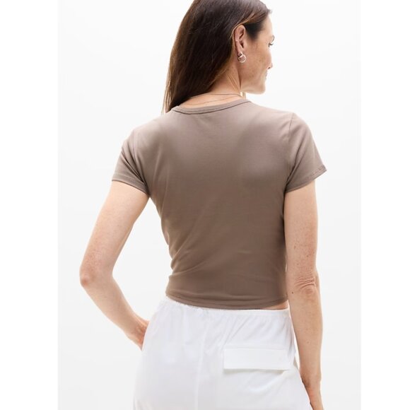 Athleta Signature Rib Crop Tee Size Small in Color Pyrite - Picture 4 of 12